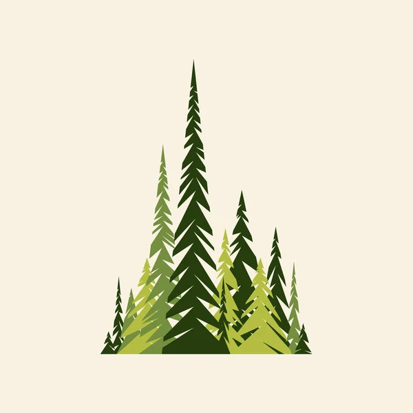 Bosque Abeto Colores Verde Beige Plano Ilustración Vectorial — Vector de stock