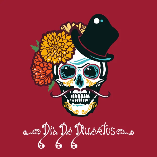 Mexikanska Day Dead Dia Los Muertos Affisch Med Socker Ett — Stock vektor