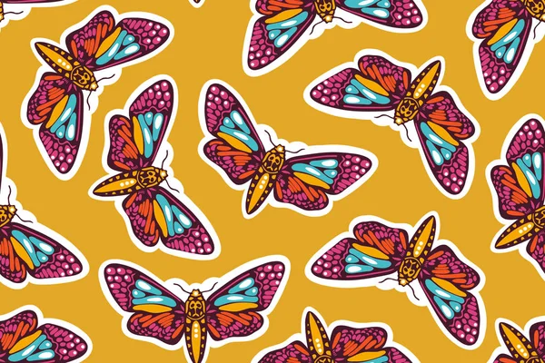 Padrão Sem Costura Com Borboletas Mariposas Dia Mexicano Dos Mortos —  Vetores de Stock