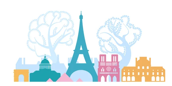 Франция Город Париж Архитектура Города Эйфелева Башня Собор Парижской Богоматери — стоковый вектор
