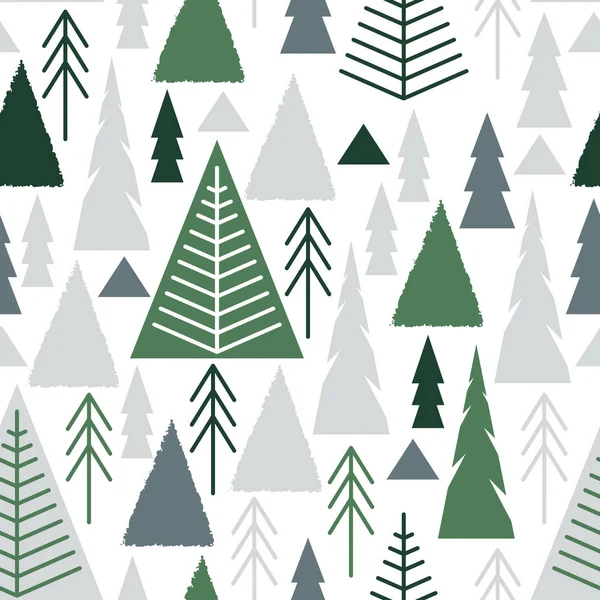 Merry Christmas. A seamless pattern with Christmas trees in the style of flat, naive. — Stock Vector