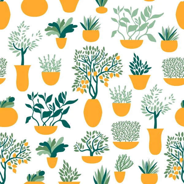 Tencere Bahçe bitkiler ile Dikişsiz desen. Bahçe ve bahçecilik. Sebzeler, meyveler, otlar. Vektör Illustration.