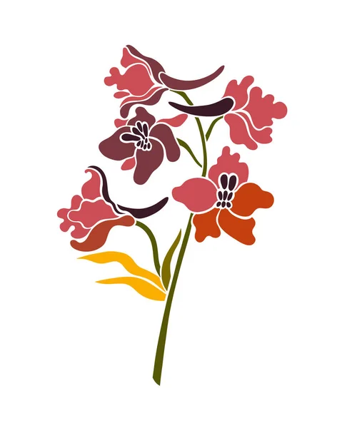 Bukett gren blommande Delphinium. Blom element för design. Vektor illustration i en platt stil. — Stock vektor