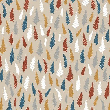 Eğreltiotu yapraklı kusursuz desen. Vektör illüstrasyonu.