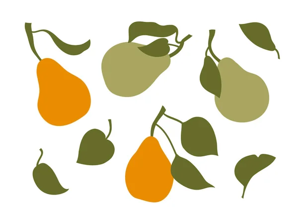 Set Delicious Pears Fruits Vector Illustration — Stock Vector
