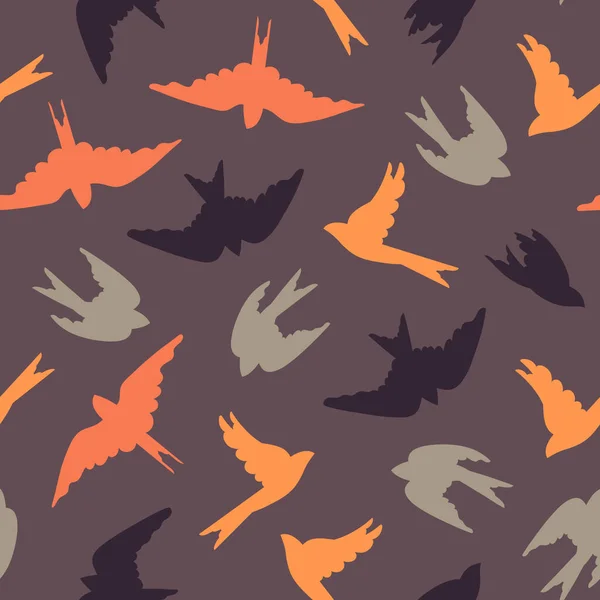 Modèle Sans Couture Avec Les Oiseaux Migrateurs Oiseaux Colorés Sur — Image vectorielle