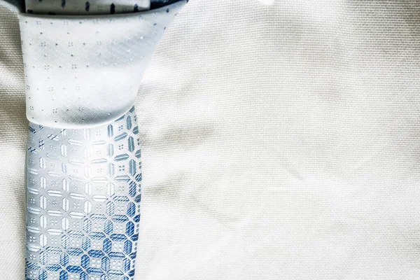 Primer Plano Textura Una Camisa Una Corbata Negocios Azul — Foto de Stock