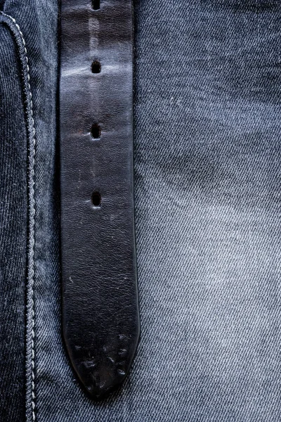 Jeans Vertical Close Fundo Com Cinto Couro Velho — Fotografia de Stock