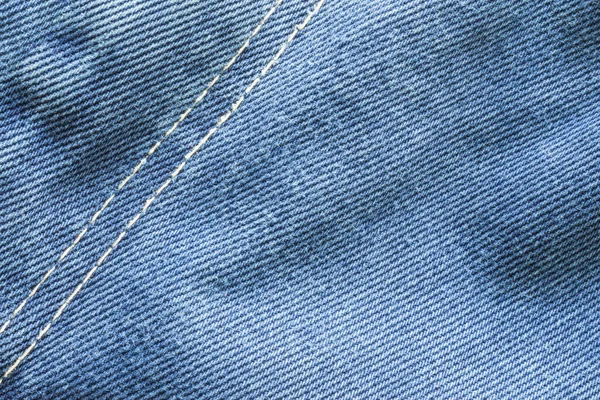 Blue Jeans Material Mit Naht Der Tasche Textur Hintergrund — Stockfoto