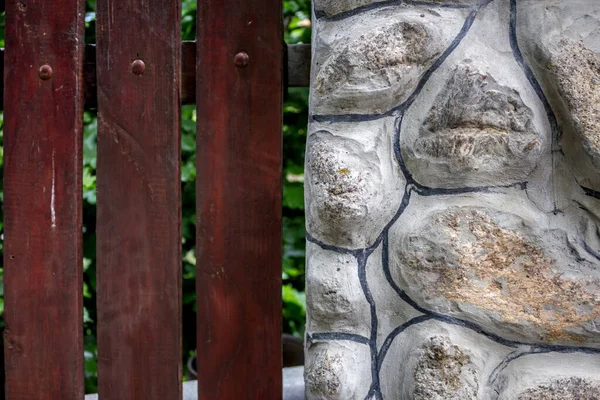 Модель Каменного Деревянного Забора — стоковое фото