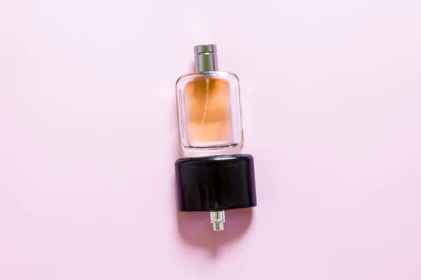 Two Fragrance Bottles Pink Pastel Background — Stock Photo, Image