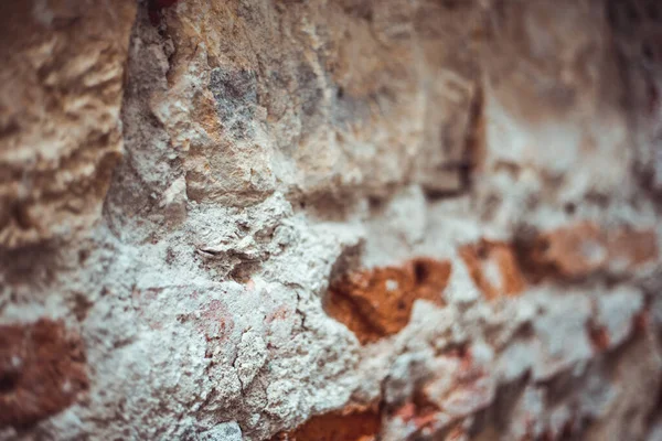 Antiguo Muro Ladrillo Rojo Blanco Con Yeso Destruido Edificio Exterior — Foto de Stock