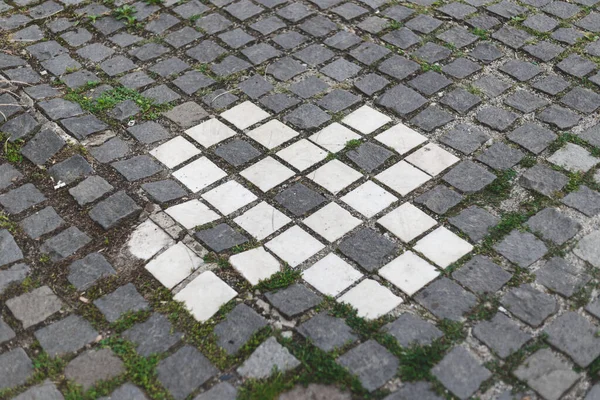 Piedra Cúbica Gris Blanca Con Patrón Vintage Azulejos Sólidos Duraderos — Foto de Stock