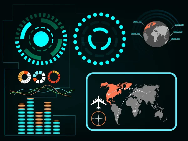 Dijital Arabirimi öğeleri. Hud tarzı grafik tasarım.