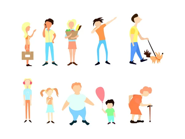 Farklı insanlar farklı yaş, cinsiyet ve sosyal durum kümesi.