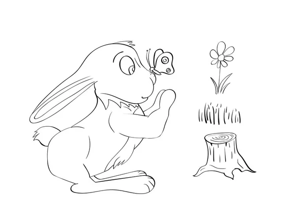 Anahat boyama için tavşan. Hat sanatı. Boyama kitabı.