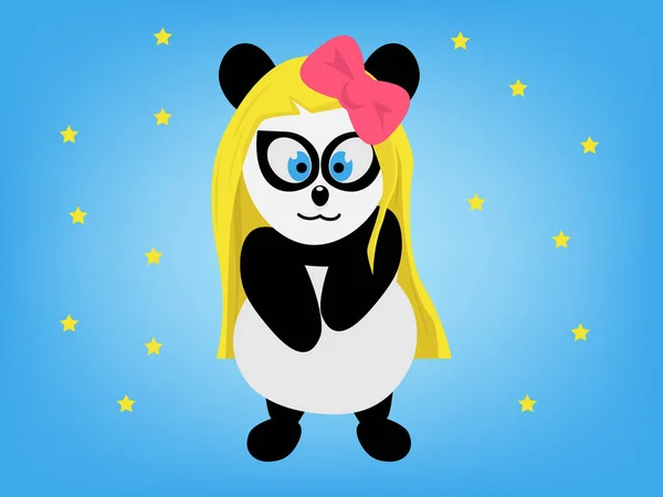 Sevimli panda kız pembe bir yay ile.