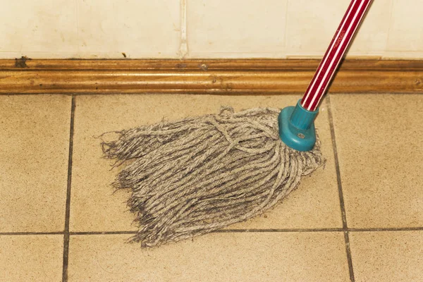Dirty Mop Floor Homework Hygiene — Stock Photo, Image