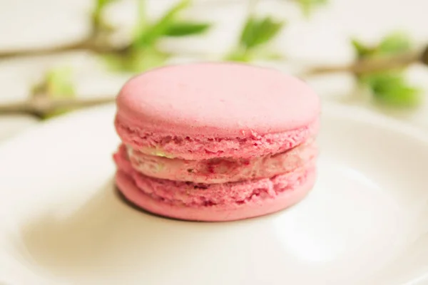 Hafif bir arka plan üzerinde pembe macaroons