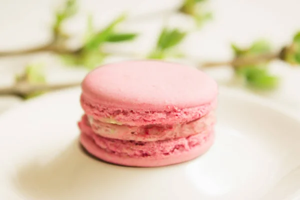 Hafif bir arka plan üzerinde pembe macaroons