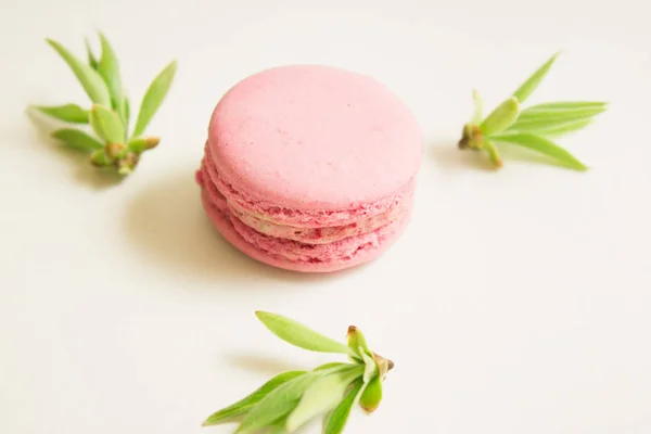 Hafif bir arka plan üzerinde pembe macaroons