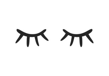 Beyaz arkaplanda kapalı gözlerin vektör illüstrasyonu