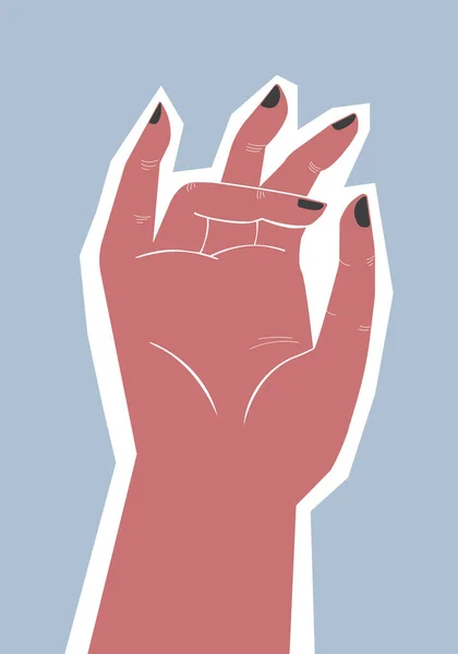 青い背景に赤い手のベクトルイラスト — ストックベクタ