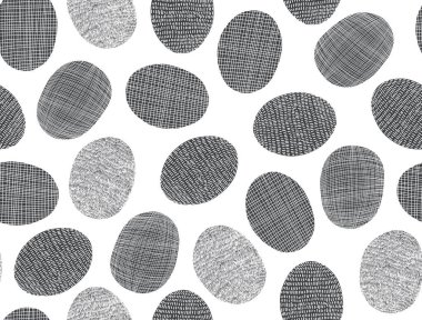 Oval elementlerle soyut vektör dokusu. Siyah ve beyaz kusursuz desen.
