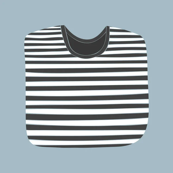 Shirt Rayures Plié Noir Blanc Sur Fond Bleu Illustration Vectorielle — Image vectorielle