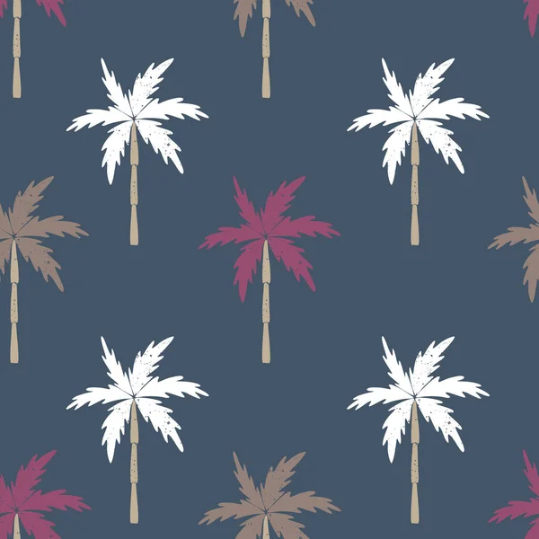 Vector Naadloos Patroon Met Kleurrijke Palmen Blauwe Achtergrond — Stockvector
