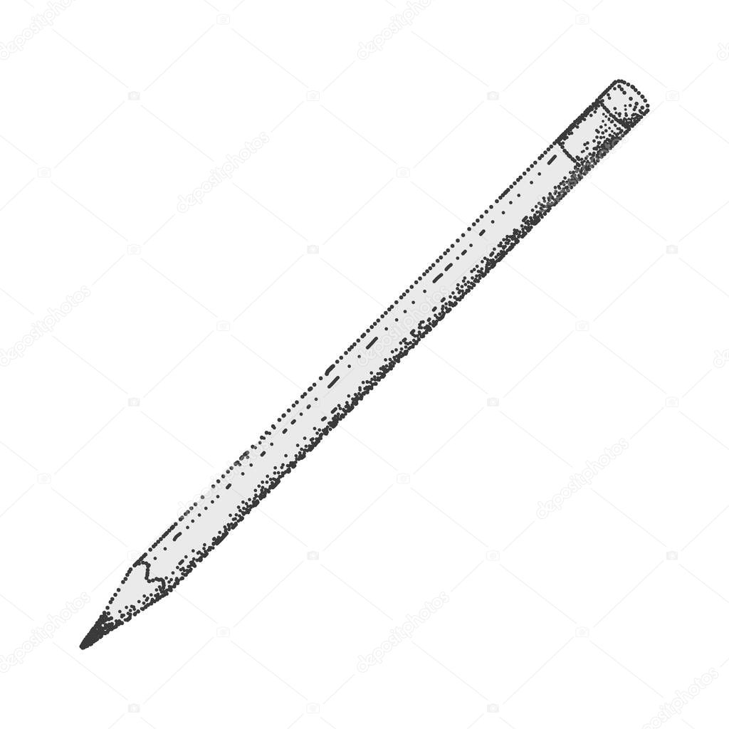 Doodle pencil. Vector illustration on white background. Dot work style.