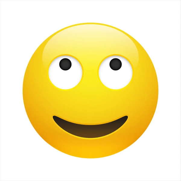 Emoticon sognante giallo vettoriale con occhi aperti — Vettoriale Stock