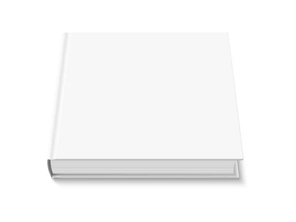 Mock Book White Blank Cover Isolated Closed Square Hardcover Book — Stock Vector