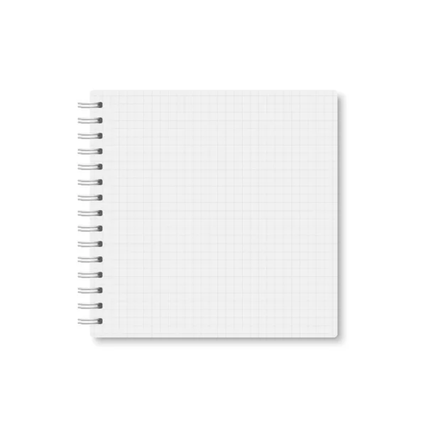 White Realistic Notebook Closed Soft Shadow Vector Square Blank Copybook — Stock Vector