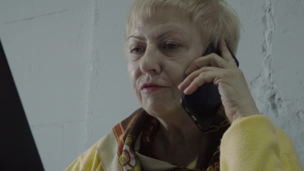 Portrait of mature woman talk on phone in the office
