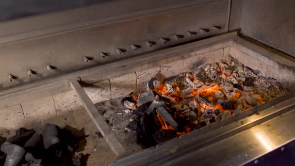 El calor arde en la parrilla. — Vídeo de stock