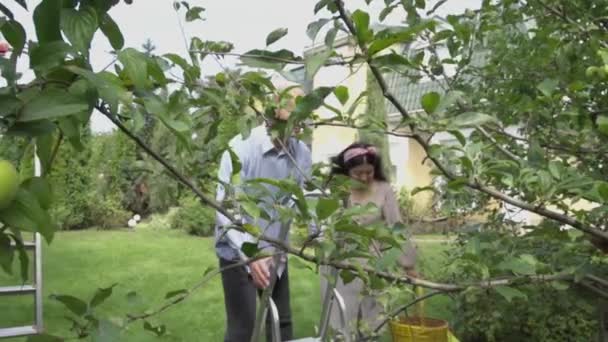 Coppia matura nel cortile insieme — Video Stock