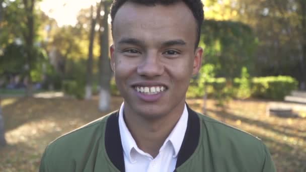 Portrait de visage afro-américain souriant — Video