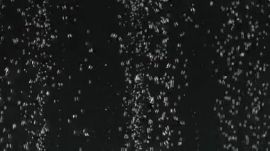 Çilek siyah arka plan üzerinde berrak suya sıçrayan yarıya. Suda taze meyveler. Organik meyve, sağlıklı yiyecekler. Yaz konsepti. Yavaş çekim ve hızlı hareket