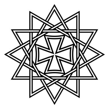 Yıldız Ertsgamma, şanslı 12 yıldız muska eski Hıristiyan tılsım dini sembol, vektör kolye ertsgamma tılsım işaret etti