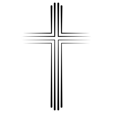 Christian Catholic simgesi düz tasarım, vektör simge vaftiz çapraz çapraz. Soyut doğrusal Hıristiyan haçı
