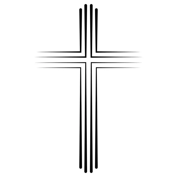 Cruz católica cristiana icono diseño plano, vector cruz icono bautismo. Crucifijo cristiano lineal abstracto — Vector de stock