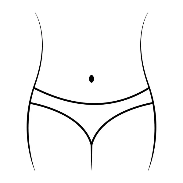 Icono de adelgazamiento lineal, silueta de vientre femenino elegante del cuerpo, cintura y caderas, dieta de concepto de vector, aptitud física, deporte. Icono peso corporal femenino — Archivo Imágenes Vectoriales