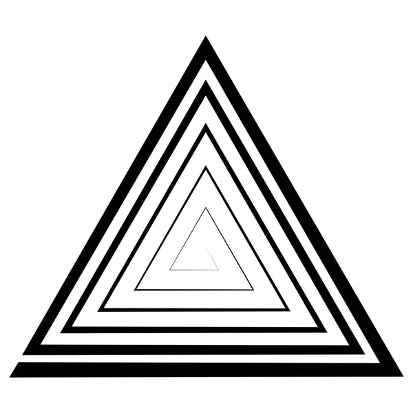 Spirale triangolare, labirinto, illusione ottica vettoriale, illusione di profondità, modello, logo, tatuaggio a triangolo — Vettoriale Stock