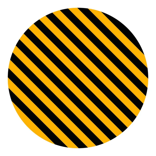 Círculo amarillo y negro rayas diagonales, vector de advertencia de rayas de seguridad, círculo advertir precaución construcción fondo — Vector de stock