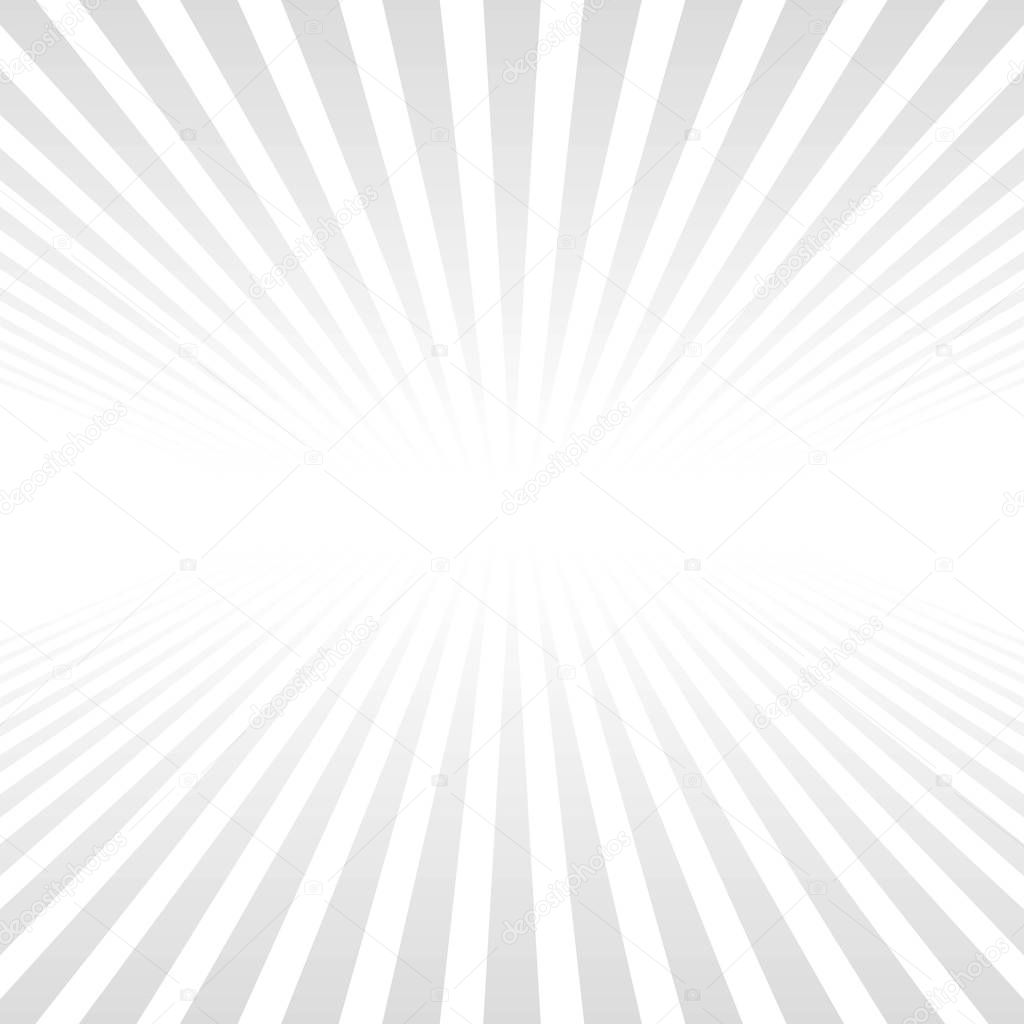 White background with light gray rays going beyond horizon, vector light background with vertical stripes
