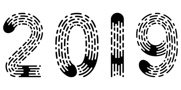 2019 แบบอักษรลายนิ้วมือปีตัวอักษร, เวกเตอร์หมายเลข 2019 ปีใหม่วาดด้วยมือตัวอักษรอักษรวินเทจ — ภาพเวกเตอร์สต็อก