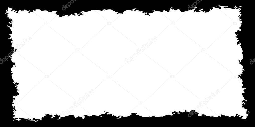 Rectangle grunge picture frame, vector horizontal abstract photo frame