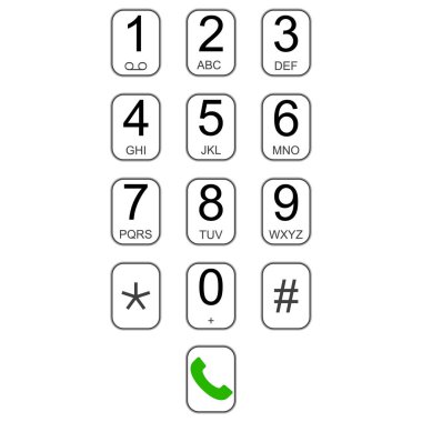 Akıllı telefon tuş takımı çevirici ile düğmeleri vektör Kullanıcı arayüzü klavye aramalar, sanal çevirici numara arama arama, ekran paneli için