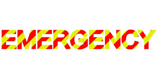 Text emergency diagonal stripes red and yellow vector emergency word — Stock Vector